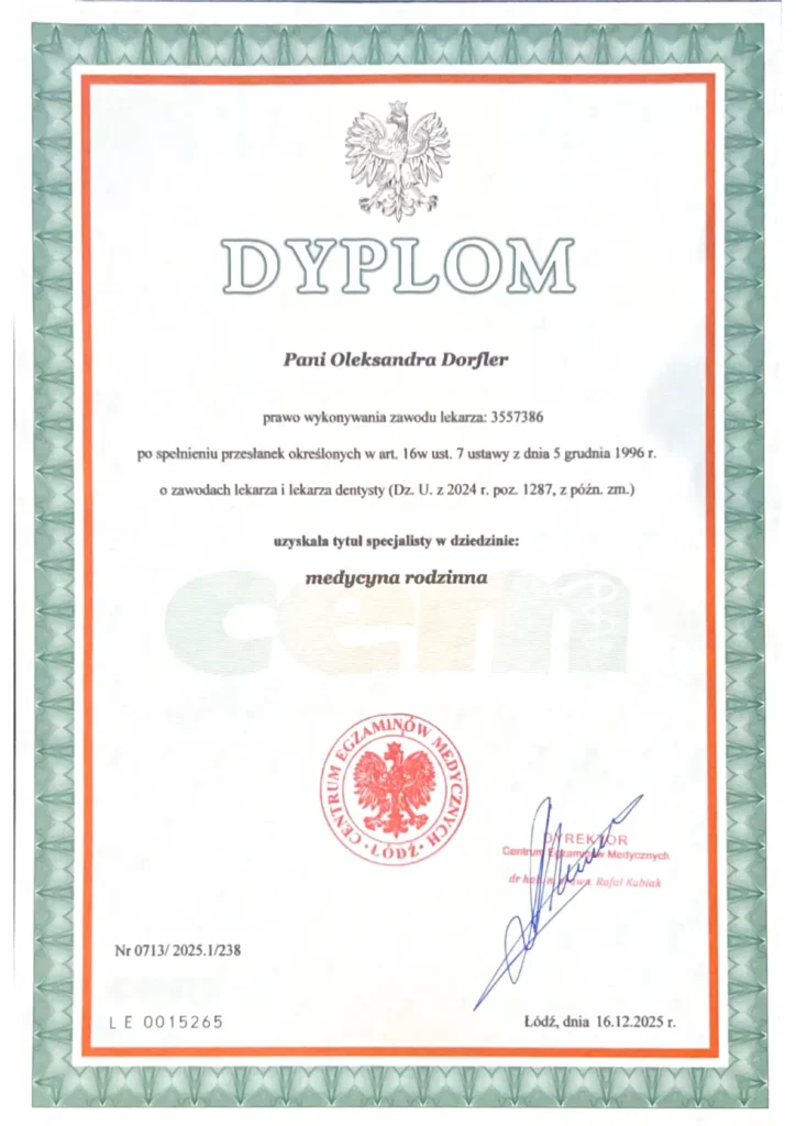 Dyplom Oleksandra Dorfler